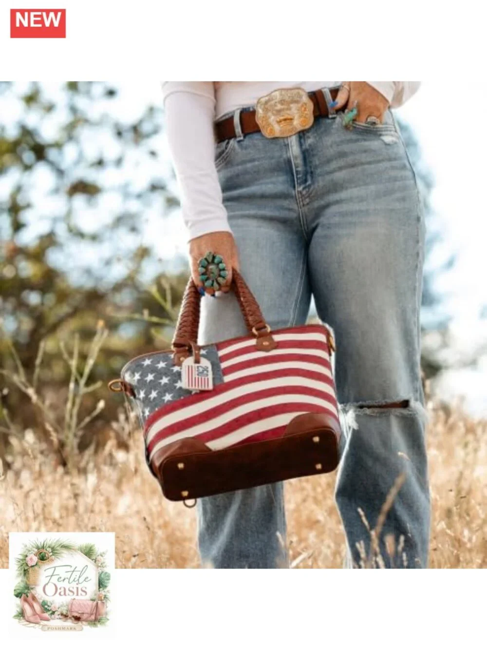 Patriotic Purse Charm Keychain Faux Leather 250 Flag Keyring Bag Tag